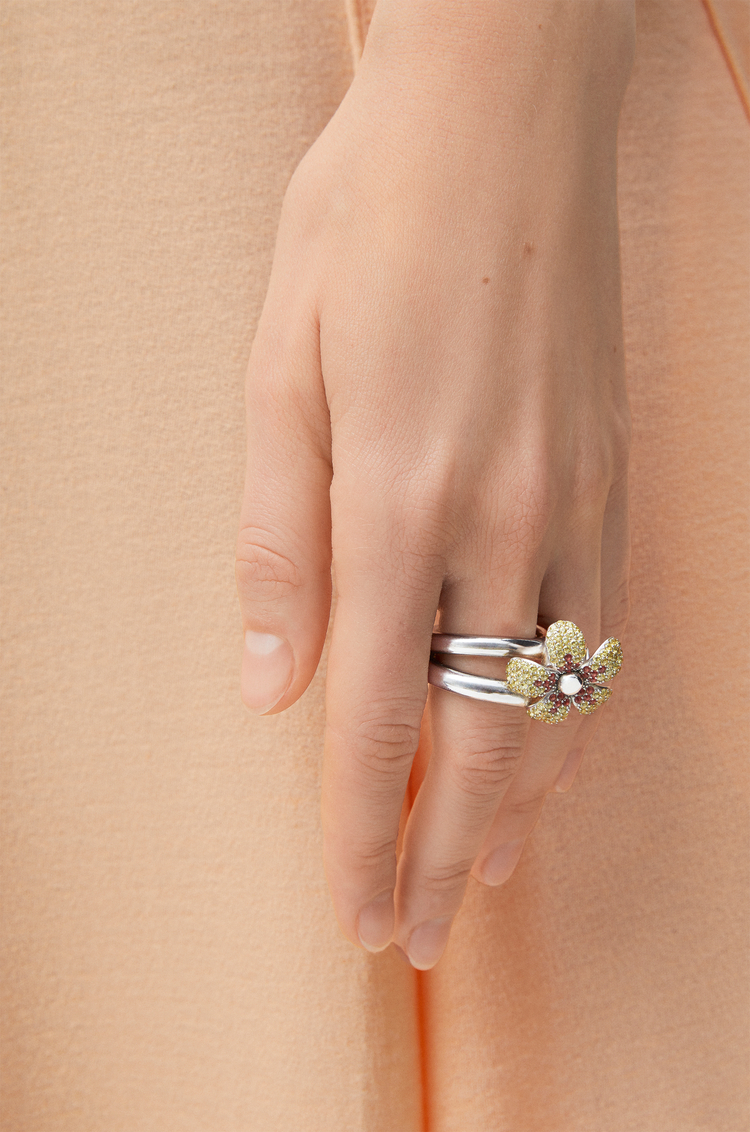 LOEWE Flor Ring aus Sterlingsilber und Kristallen Gelb/Silber