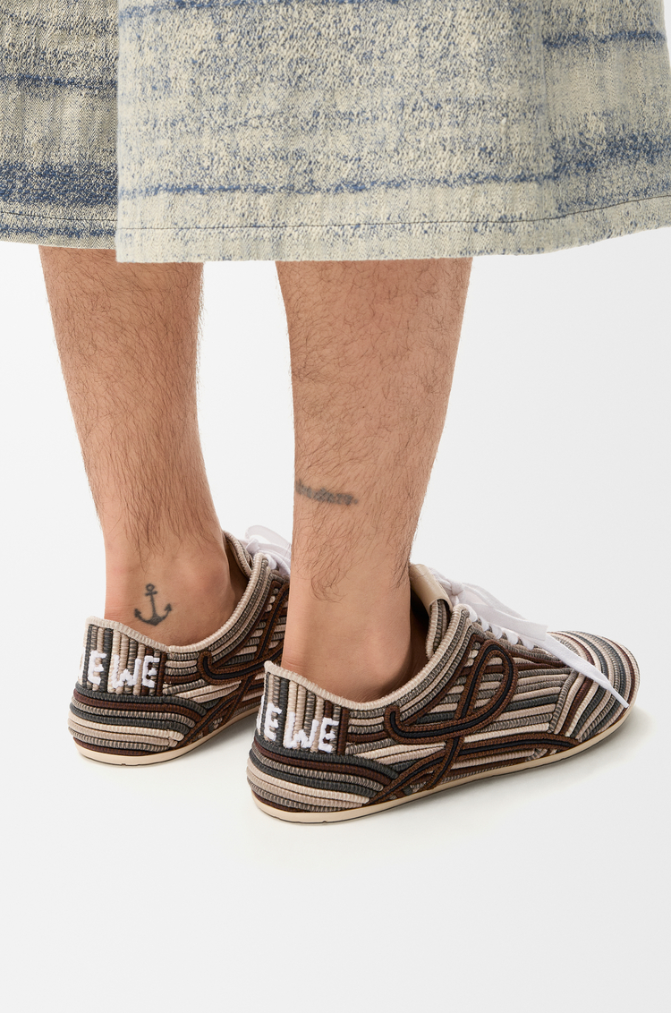 LOEWE Yago sneaker in embroidered canvas Brown Multitone