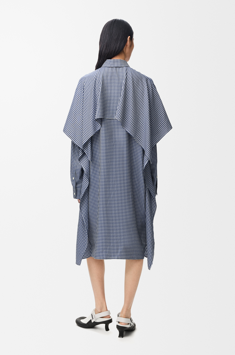 LOEWE 真絲斗篷洋裝 藍色/白色