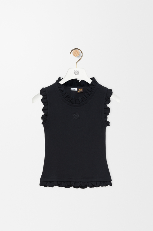 LOEWE Top sin mangas en algodón elástico Negro