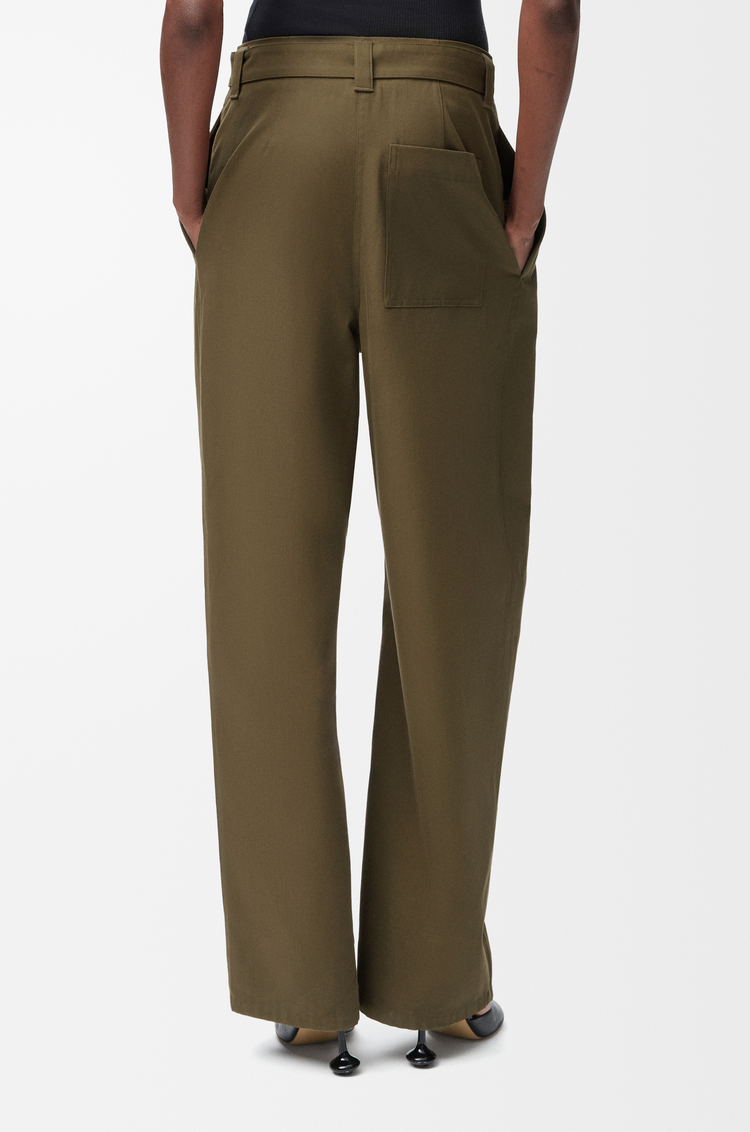 LOEWE Pantalón en algodón y seda Verde Caqui