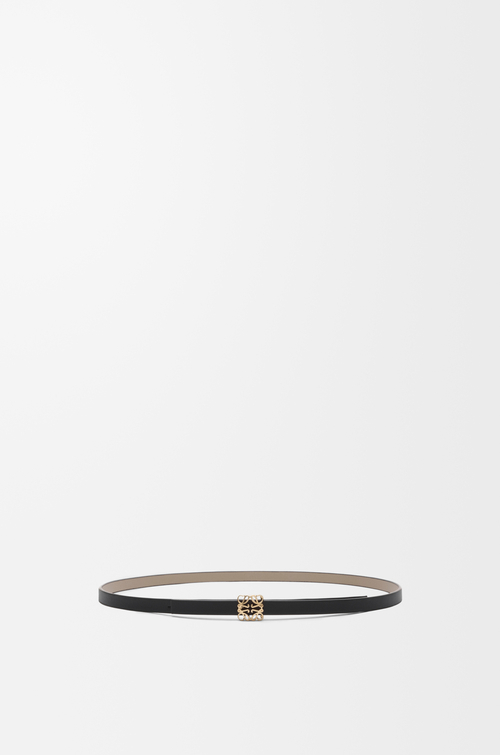 LOEWE Cintura reversibile Anagram Bombé in pelle di vitello liscia Nero/Argilla