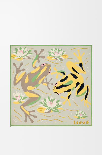 LOEWE Scarf in silk Beige/Light Blue
