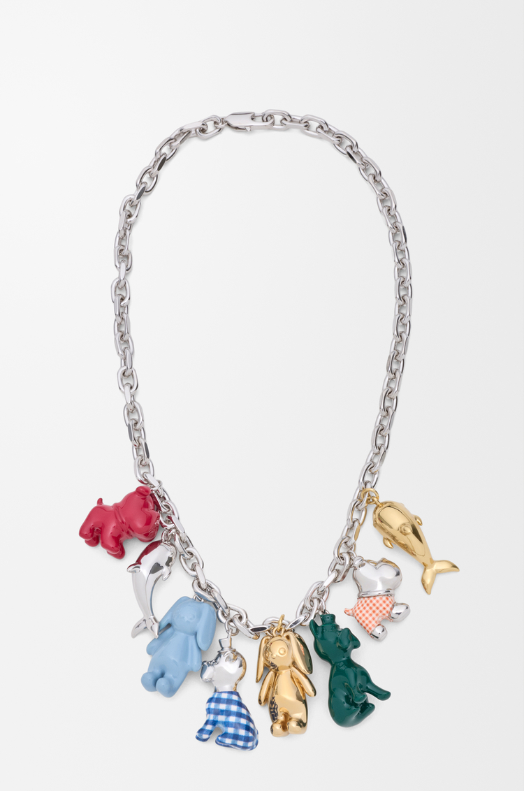 LOEWE Collier charms Animals en émail Argent/Multicolore