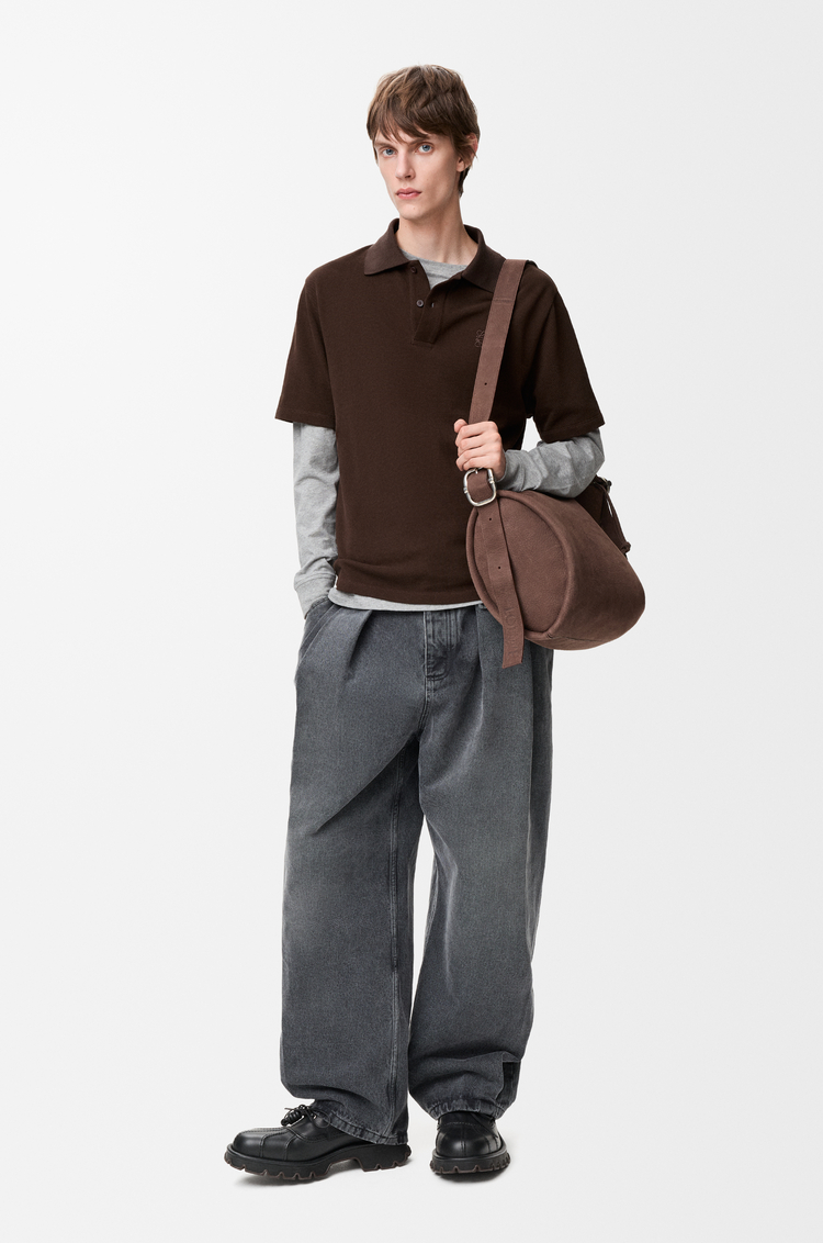 LOEWE Polo en algodón Marrón Oscuro