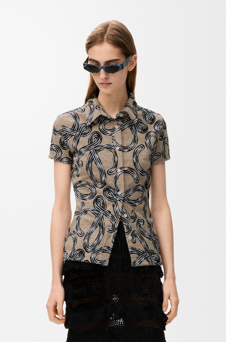LOEWE Top in cotton terry blend Beige/Black