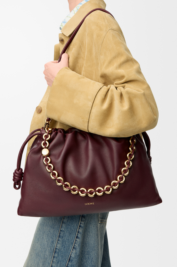 LOEWE Grand Flamenco purse en cuir d'agneau nappa doux Bordeaux Foncé
