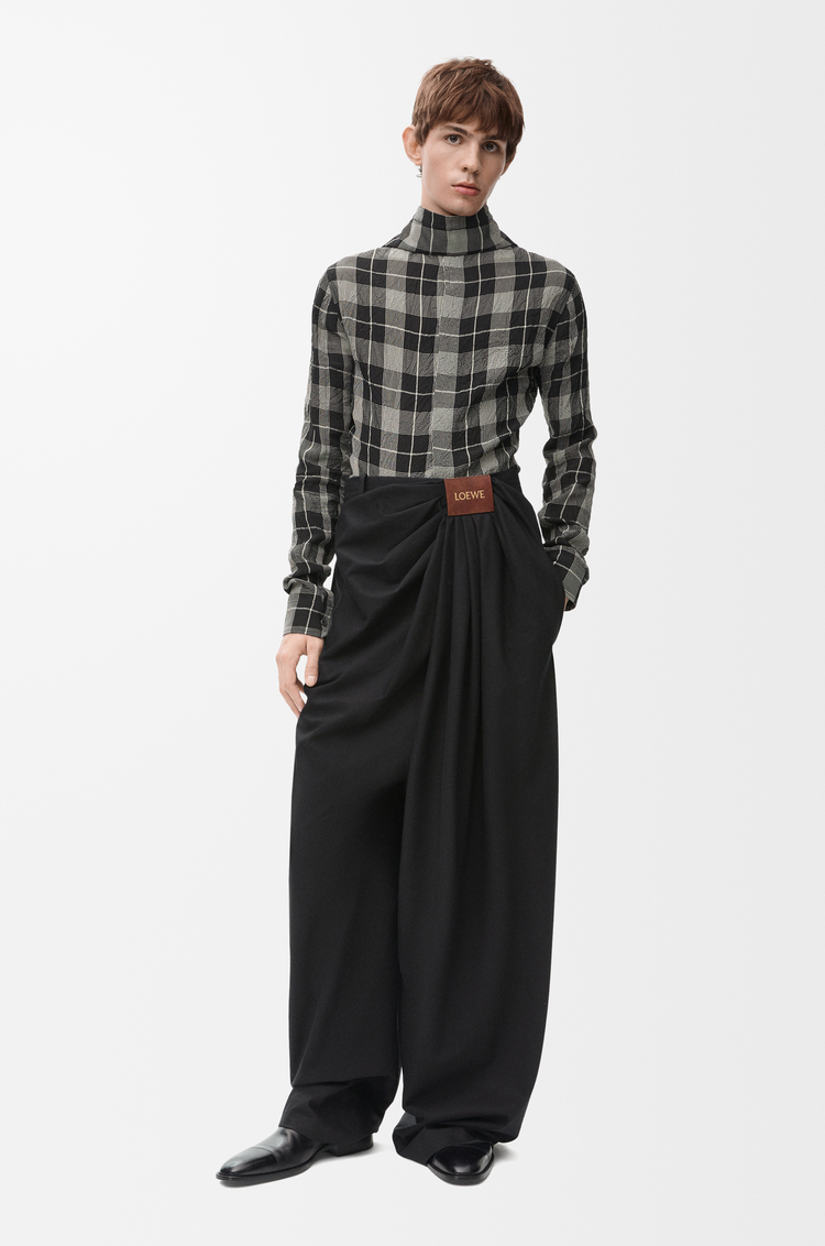 LOEWE Draped trousers in cotton and silk Black