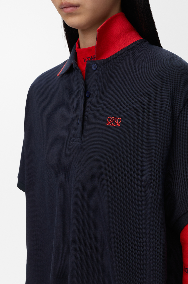 LOEWE Polo in cotton Navy Blue