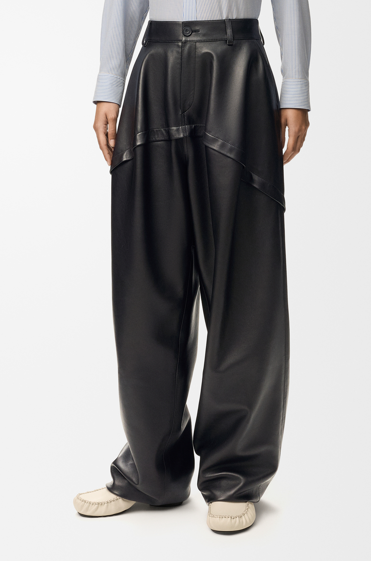 LOEWE Pantalón en piel napa de cordero Negro