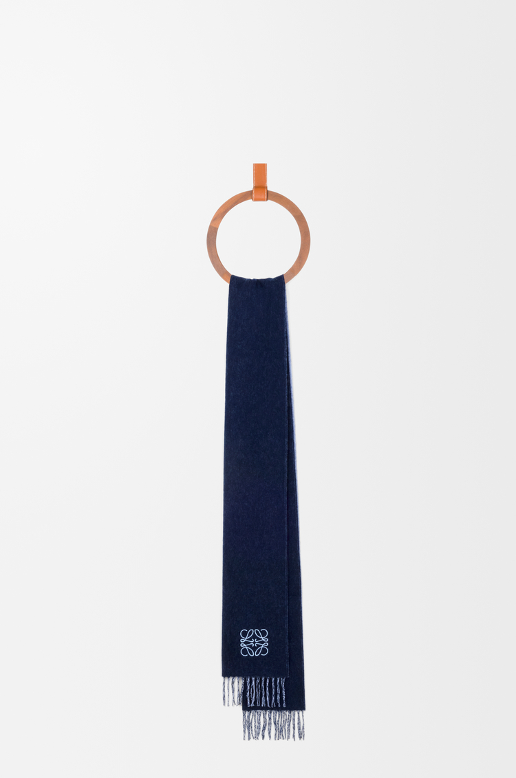 LOEWE Scarf in wool and cashmere Light Blue/Navy Blue