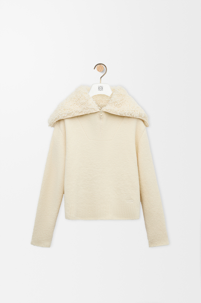 LOEWE Zip-up sweater in wool blend Ecru