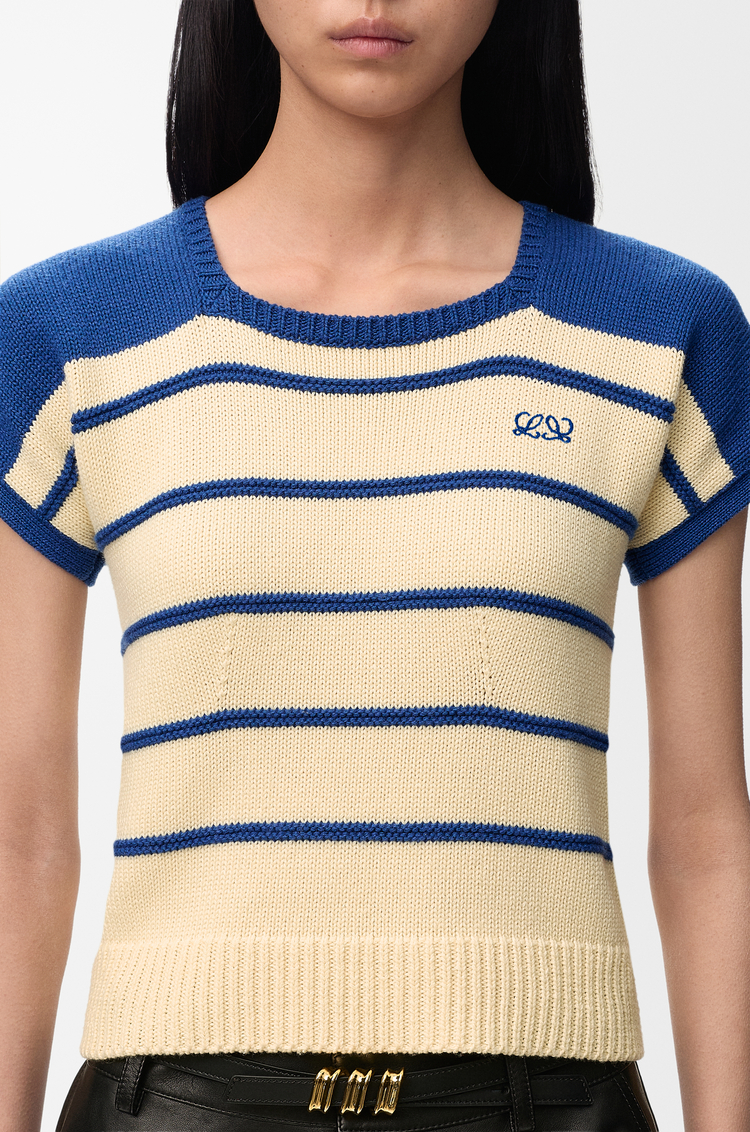 LOEWE Jersey sin mangas en algodón y lana Amarillo/Azul