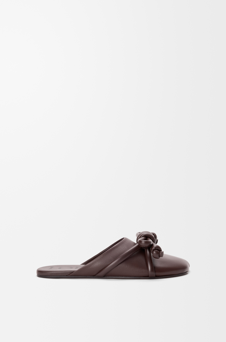 LOEWE Flamenco Knot mule in lambskin Dark Chestnut