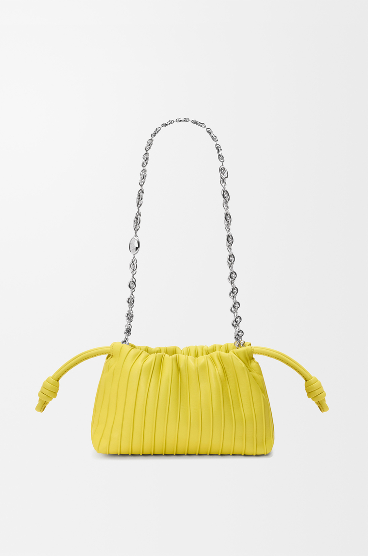 LOEWE Mini Flamenco Pleats purse en cuir d'agneau nappa Citron
