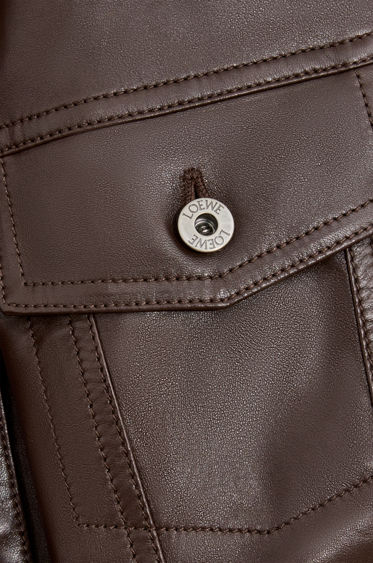 LOEWE Veste en cuir d'agneau nappa Marron Foncé
