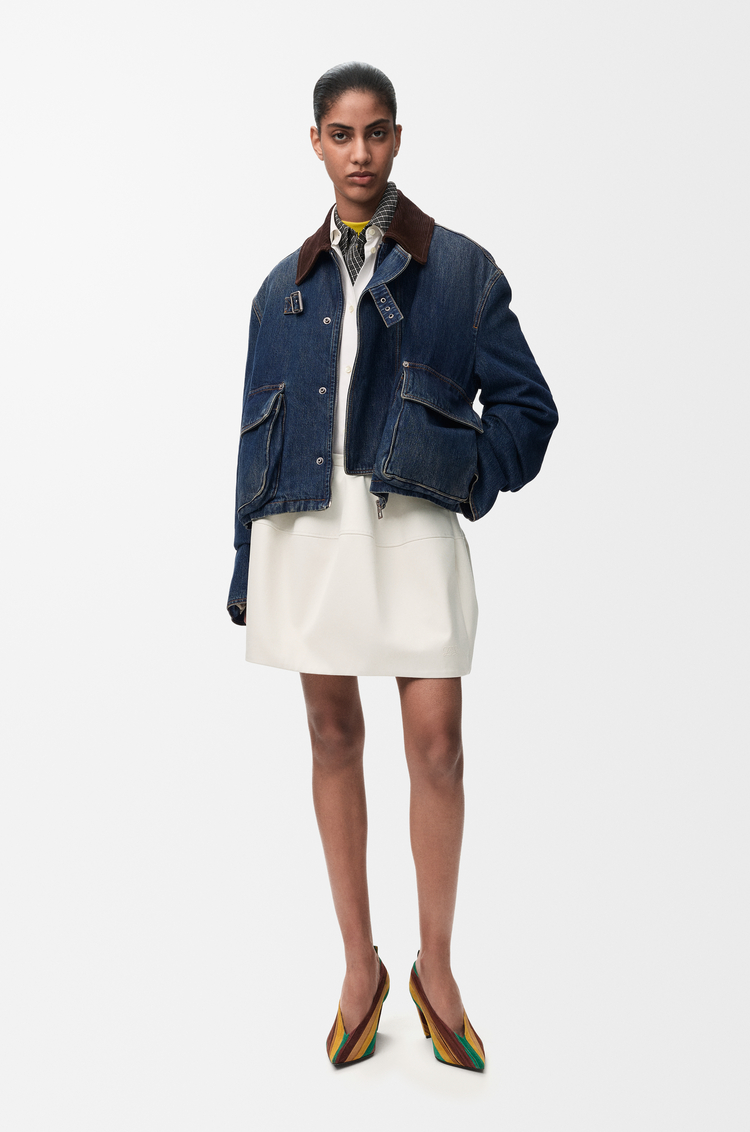LOEWE Short parka in denim Dark Blue