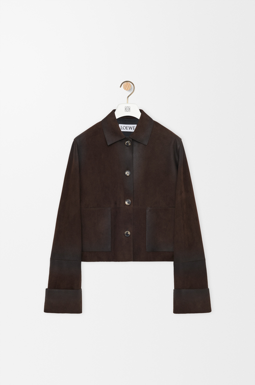LOEWE Veste à revers en agneau velours Chocolat Noir