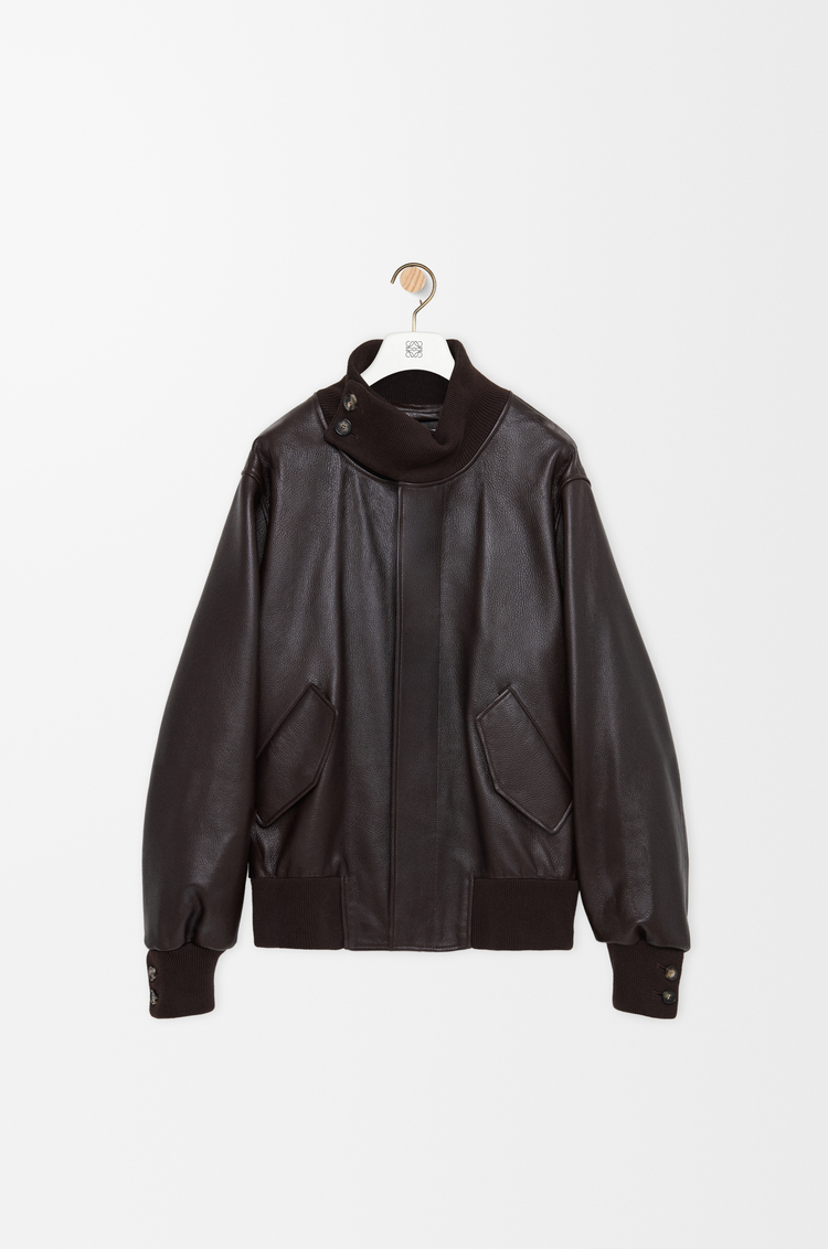 LOEWE Jacke aus Nappa-Lammleder Dunkelbraun