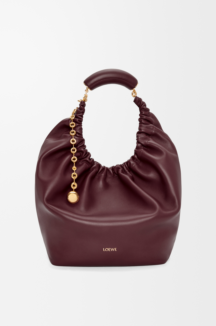 LOEWE Borsa Squeeze media in nappa di agnello morbida Bordeaux Scuro