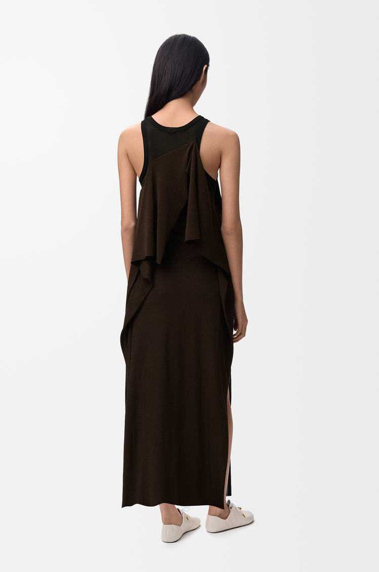 LOEWE Robe en viscose mélangée Noir/Marron