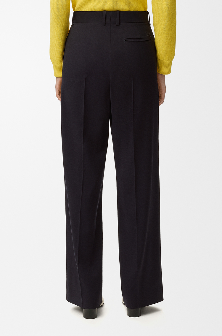 LOEWE Pantalon en viscose et laine mélangées Bleu Marine/Jaune