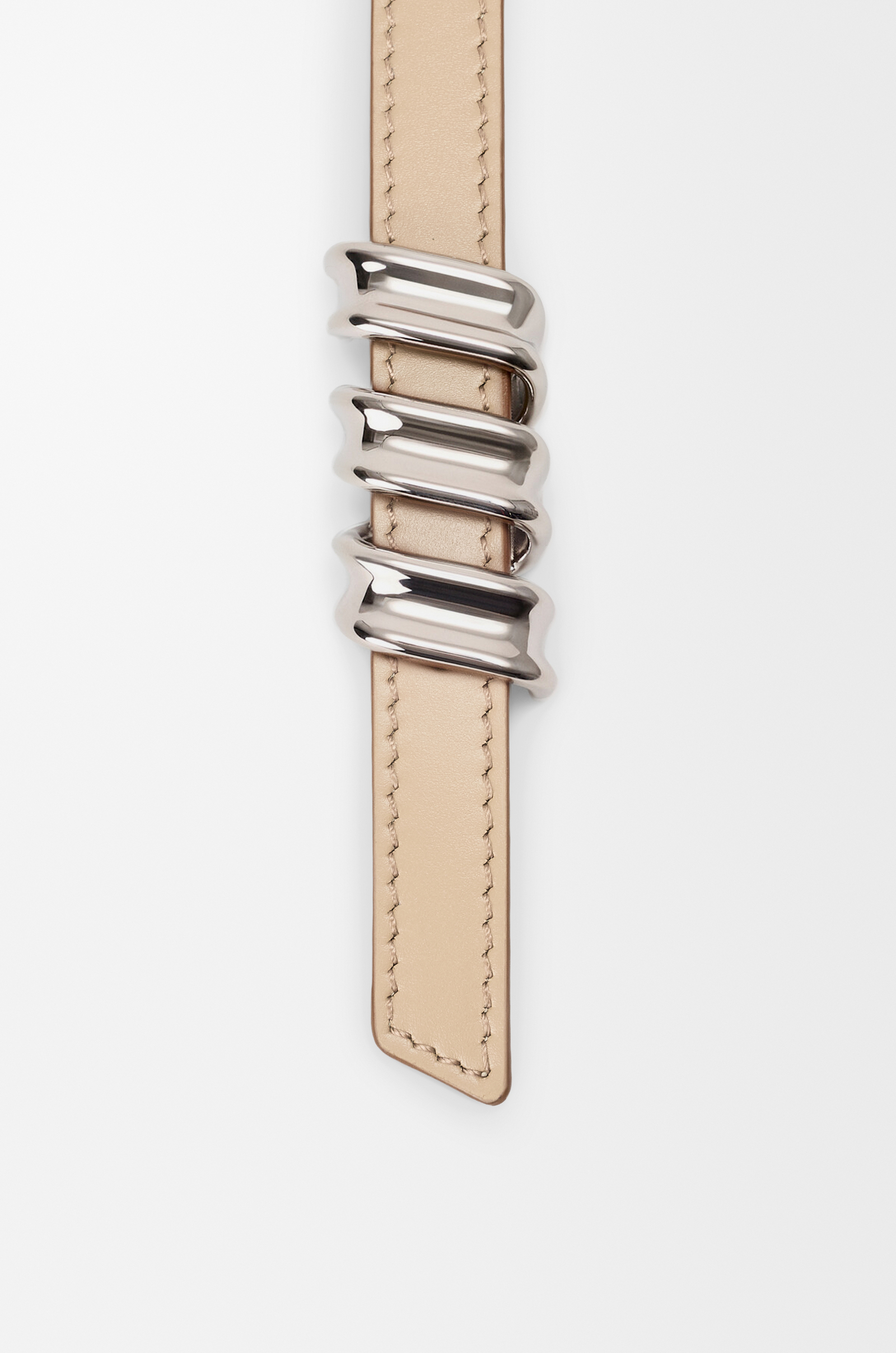 LOEWE Reversible Coil belt in smooth calfskin Mocha/Beige/Silver
