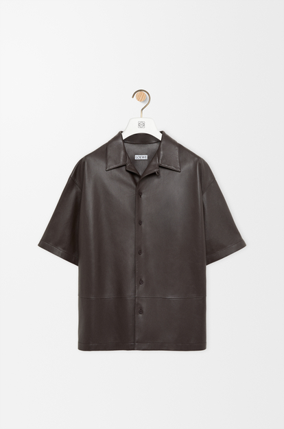 LOEWE Short sleeve shirt in nappa lambskin Dark Brown