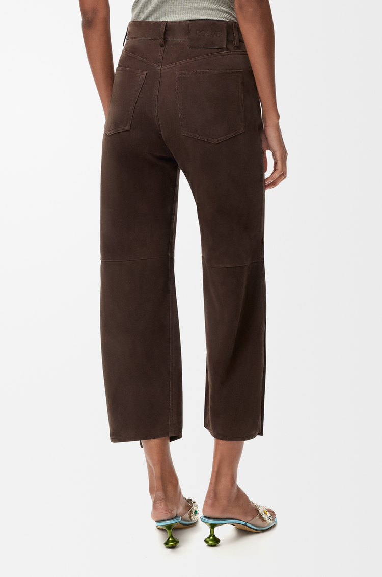 LOEWE Trousers in suede goatskin Dark Brown