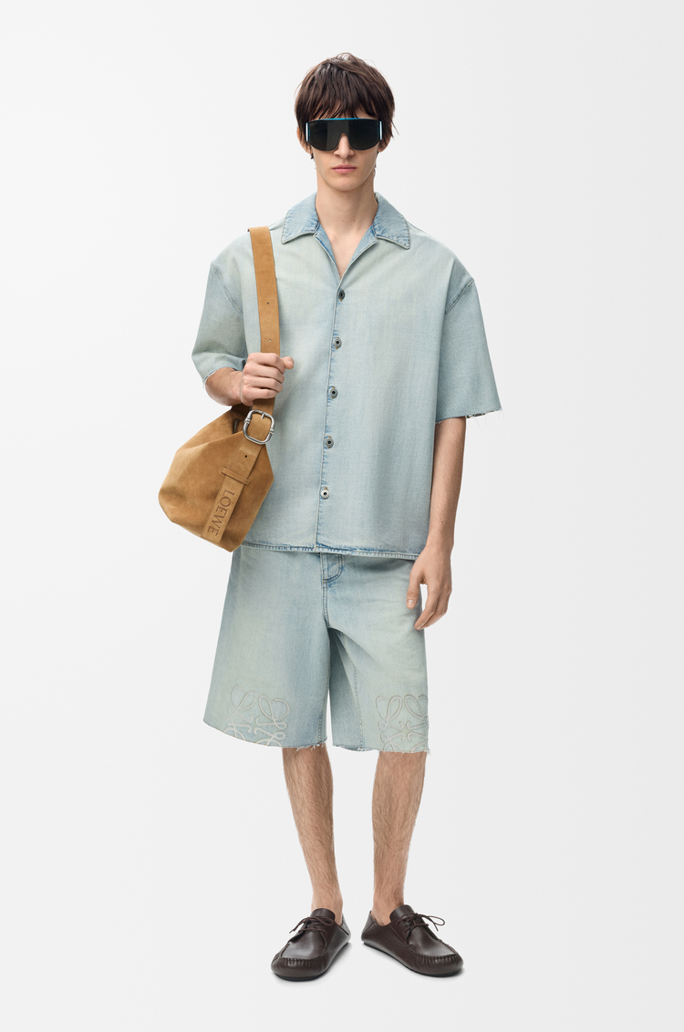 LOEWE Anagram short sleeve shirt in denim Washed Blue
