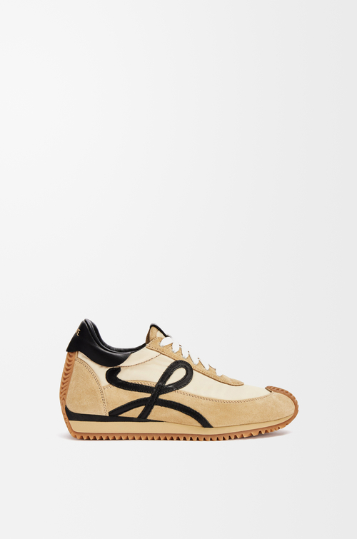 LOEWE Sneaker Flow Runner 2.0 in nylon e pelle scamosciata Oro/Nero