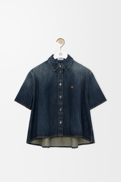 LOEWE Short sleeve trapeze shirt in denim Dark Blue