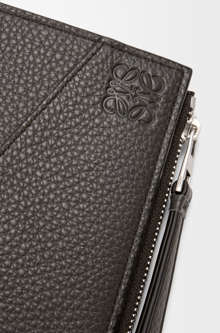 LOEWE Puzzle slim compact wallet in supple grained calfskin Dark Grey