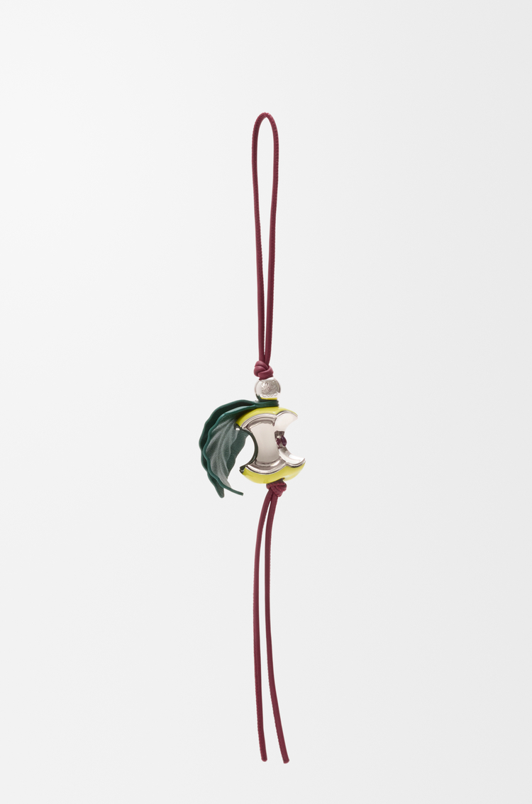 LOEWE Apple charm in brass and calfskin Green/Silver
