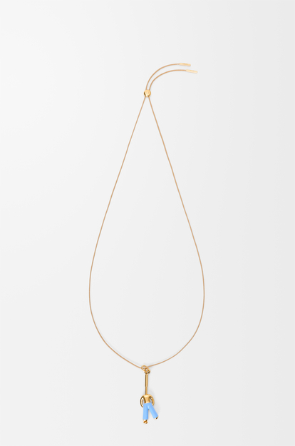 LOEWE Standing Acrobat necklace in sterling silver and enamel Gold/Blue