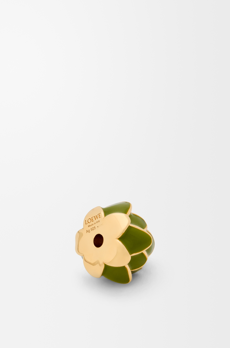 LOEWE Acrobat artichoke hat in sterling silver and enamel Gold/Green