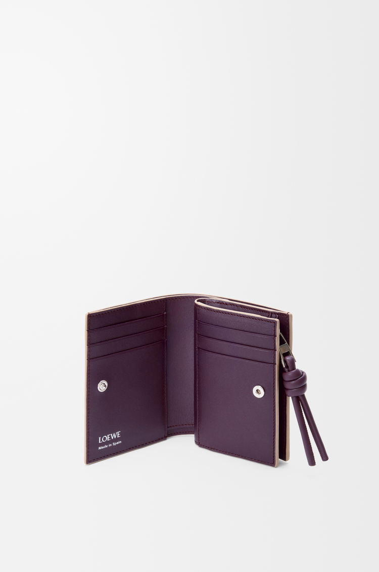 LOEWE Knot compact wallet in shiny nappa calfskin Clay/Plum