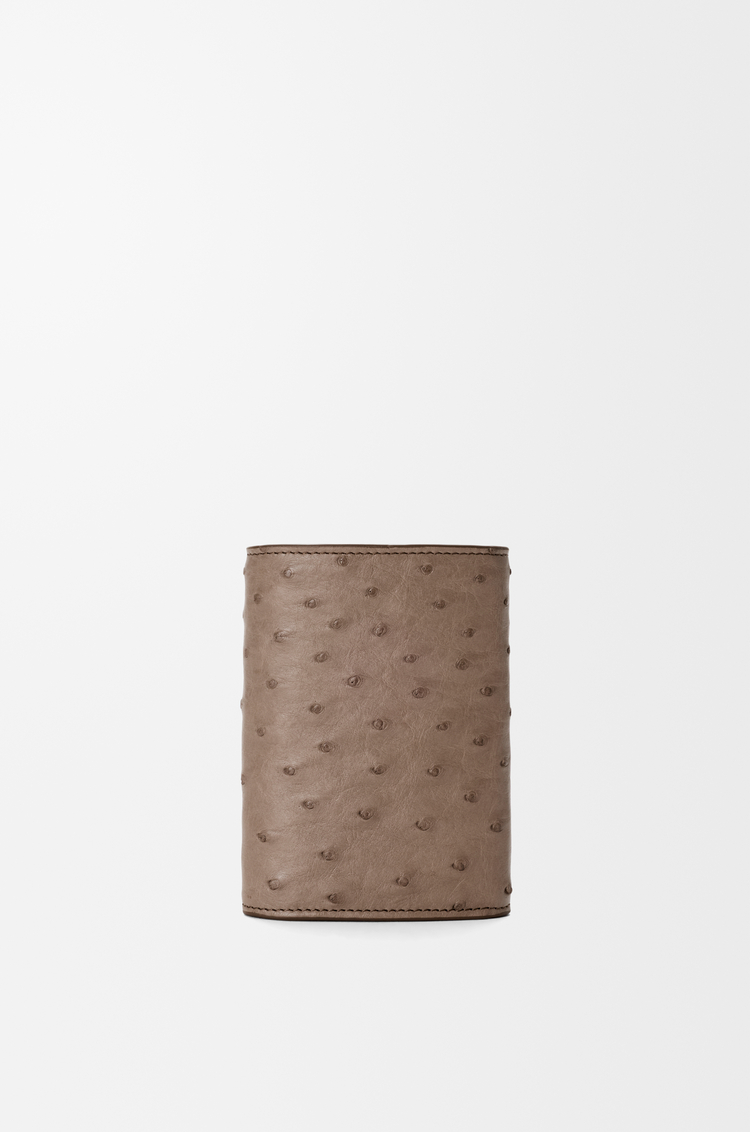 LOEWE Portafoglio verticale piccolo Pebble in struzzo Grigio Talpa Scuro
