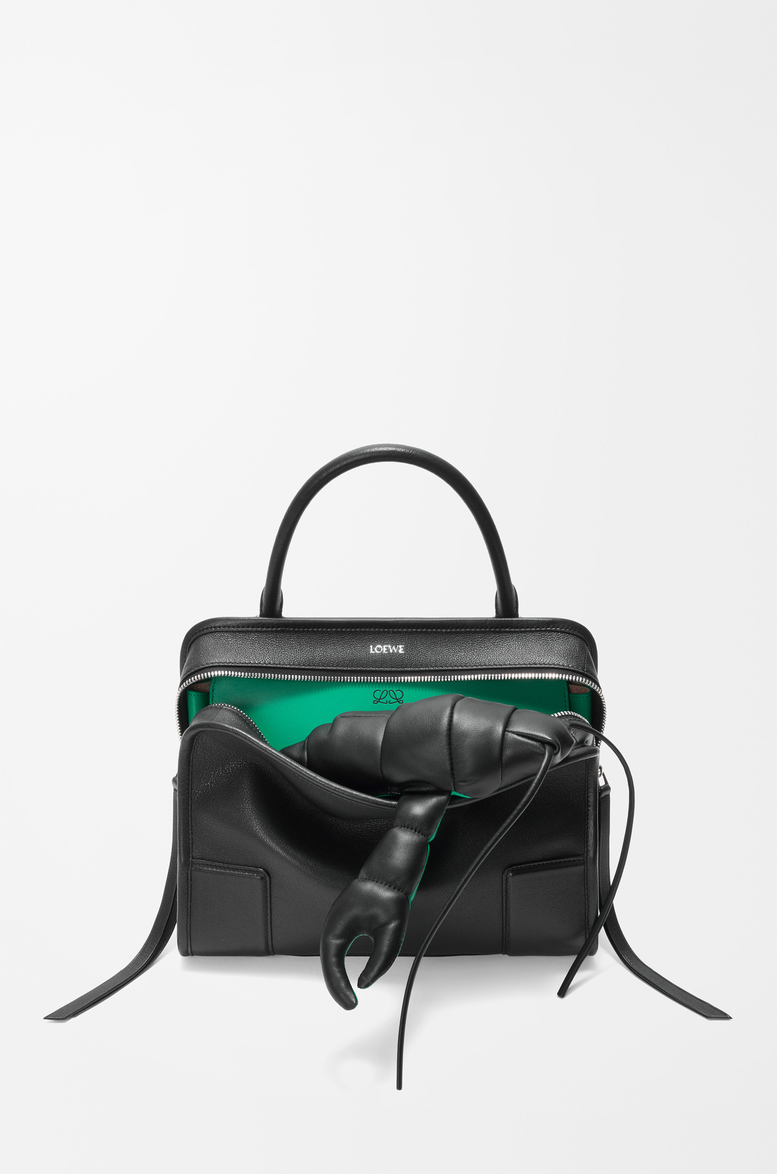 LOEWE Medium Amazona 180 Lazy Crab bag in buffalino leather Black/Green