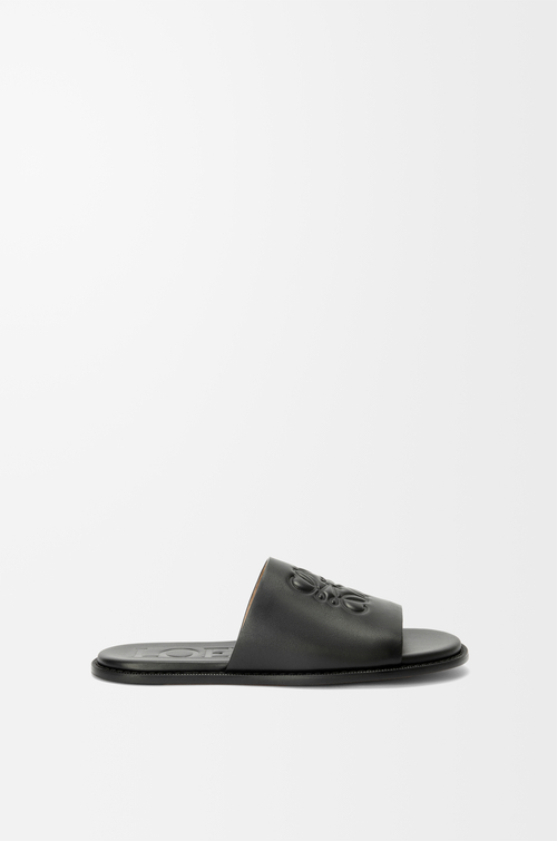 LOEWE Flex Anagram Pantolette aus weichem Kalbsleder Schwarz