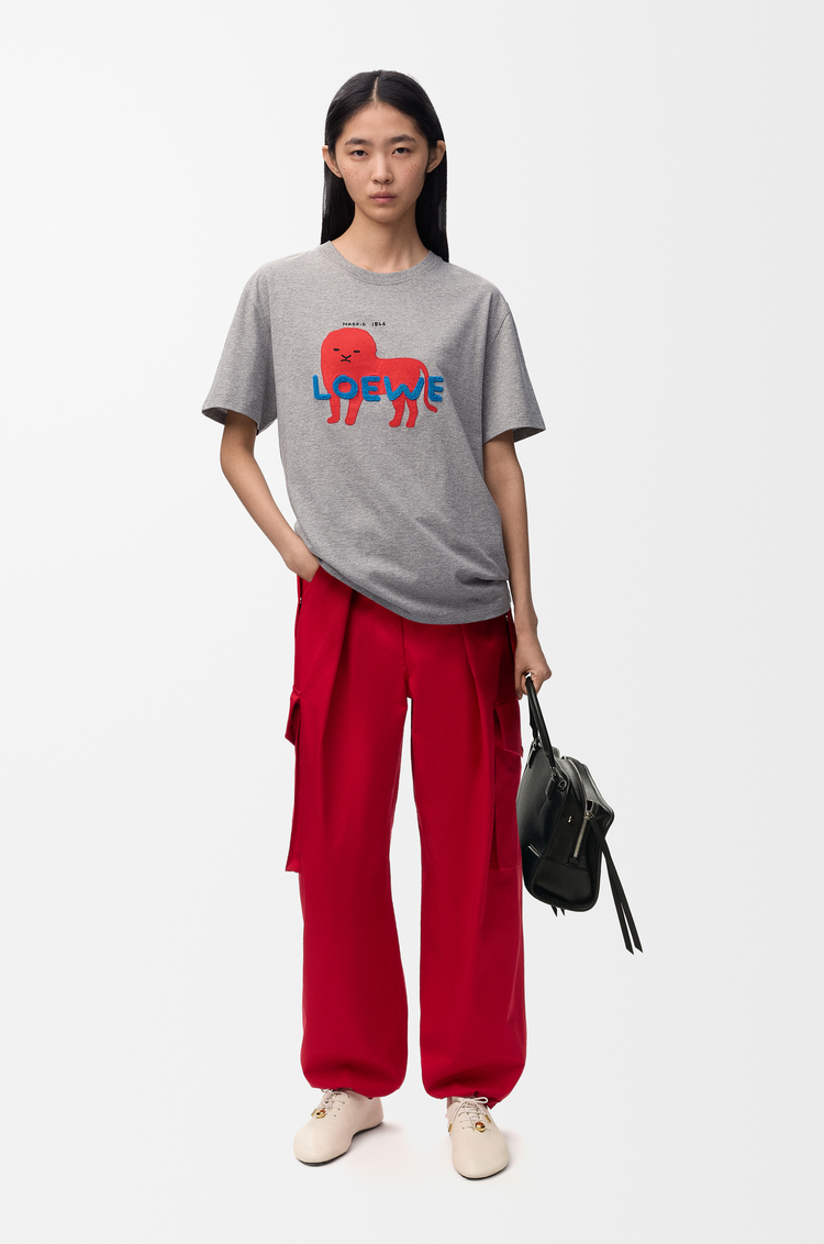 LOEWE Relaxed fit T-shirt in cotton Grey Melange