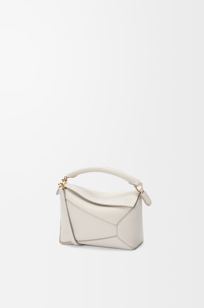 LOEWE Mini Puzzle Edge bag in soft grained calfskin Light Ghost