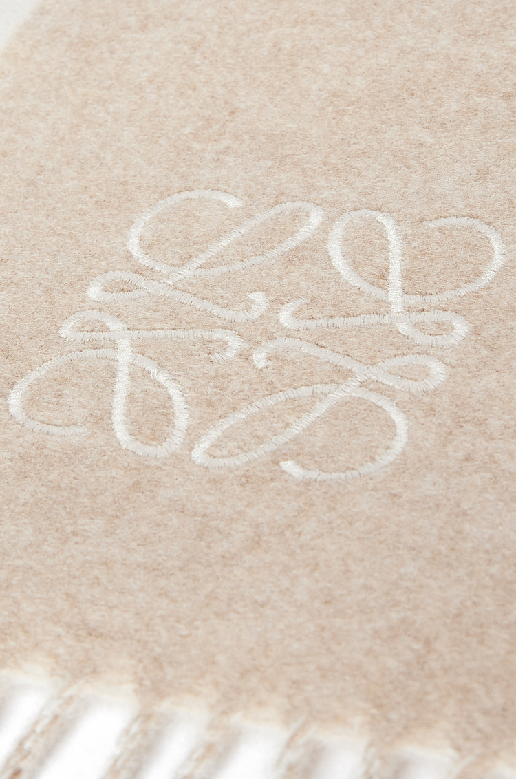 LOEWE Scarf in wool and cashmere Ivory/Sand