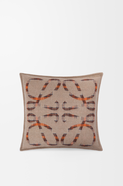 LOEWE Cushion in wool and cashmere Beige/Orange
