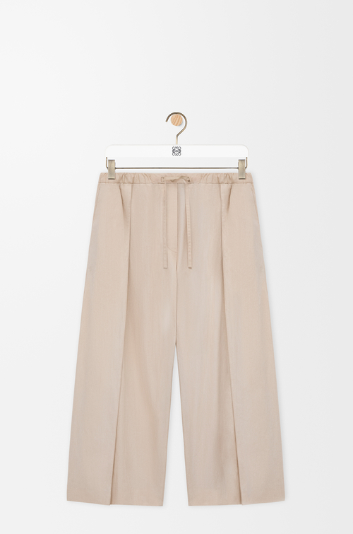 LOEWE Pantalón cropped elástico en algodón Beige Claro