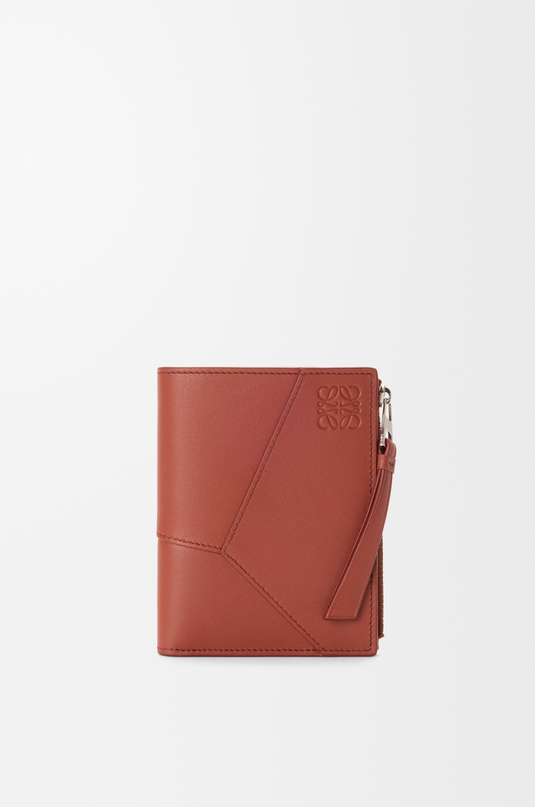 LOEWE Cartera compacta Puzzle en piel de ternera clásica Tomate