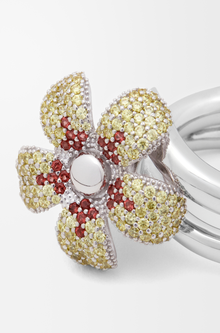 LOEWE Flor Ring aus Sterlingsilber und Kristallen Gelb/Silber