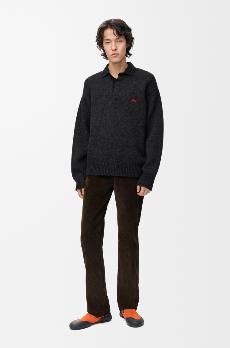 LOEWE Polo sweater in wool Dark Grey