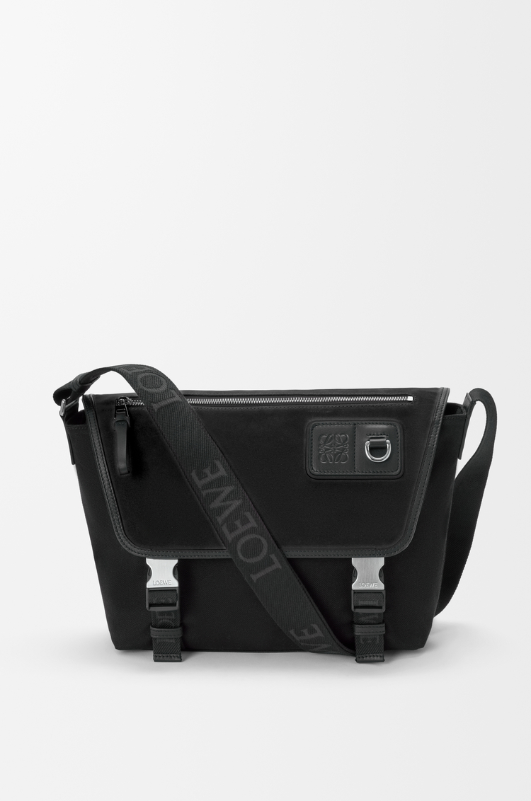 LOEWE Bolso Flex messenger mediano en lona y ante Negro