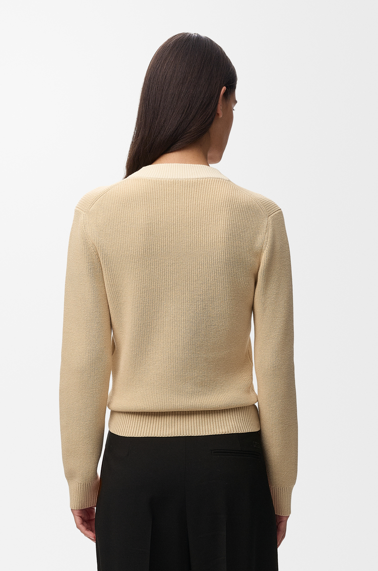 LOEWE Pullover aus Baumwolle und Wolle Beige/Weiß